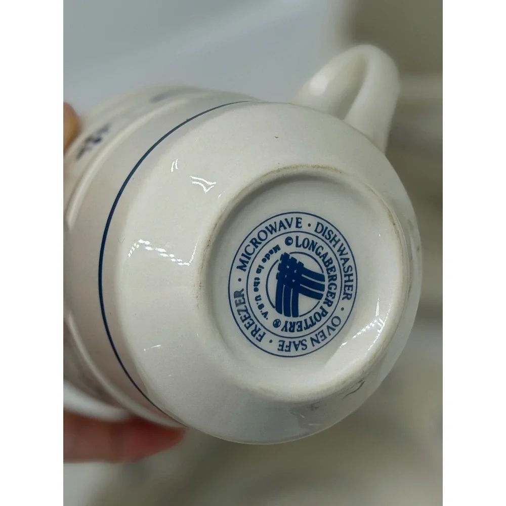 Longaberger Pottery Woven Traditions Tea Cup Saucer Heritage Blue Set‎ of 2 VTG